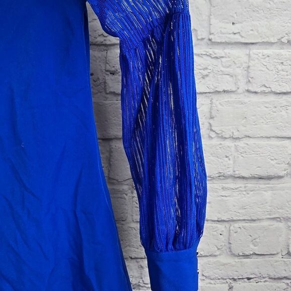 GB Girls Formal Dress Royal Blue Puffy Sheer Lace Sleeve Wedding Occasion Cruise - Picture 10 of 15